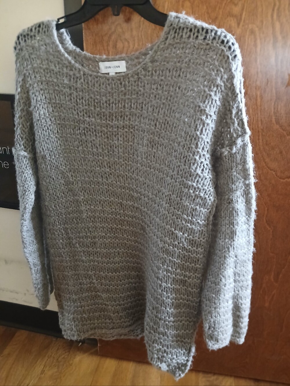 NWOT/ JOHN + JENN grey open knit sweater